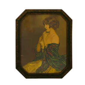 0011 (A D) Vintage Coy Young Woman Painting