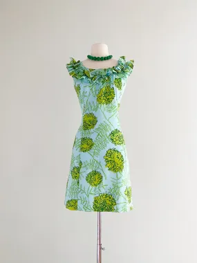 1960's Dollie by Serbin Green Blue Mod Mini Dress / Sz M