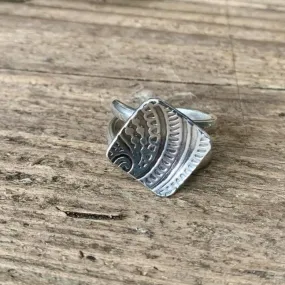 Adjustable sterling silver bohemian square ring. Made to order