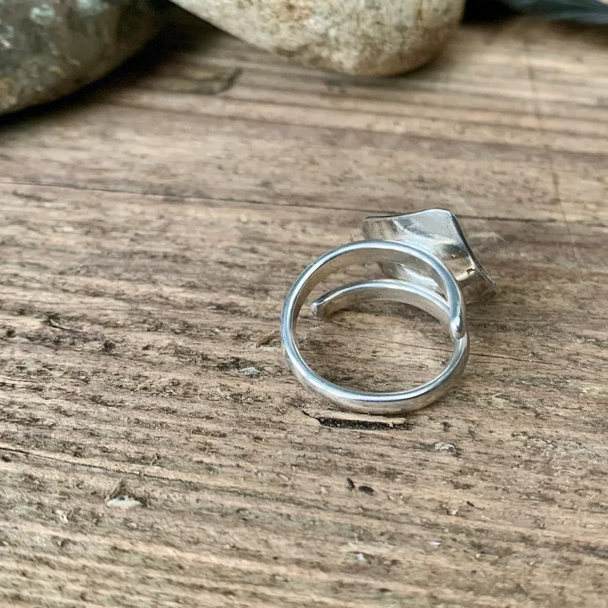 Adjustable sterling silver bohemian square ring. Made to order