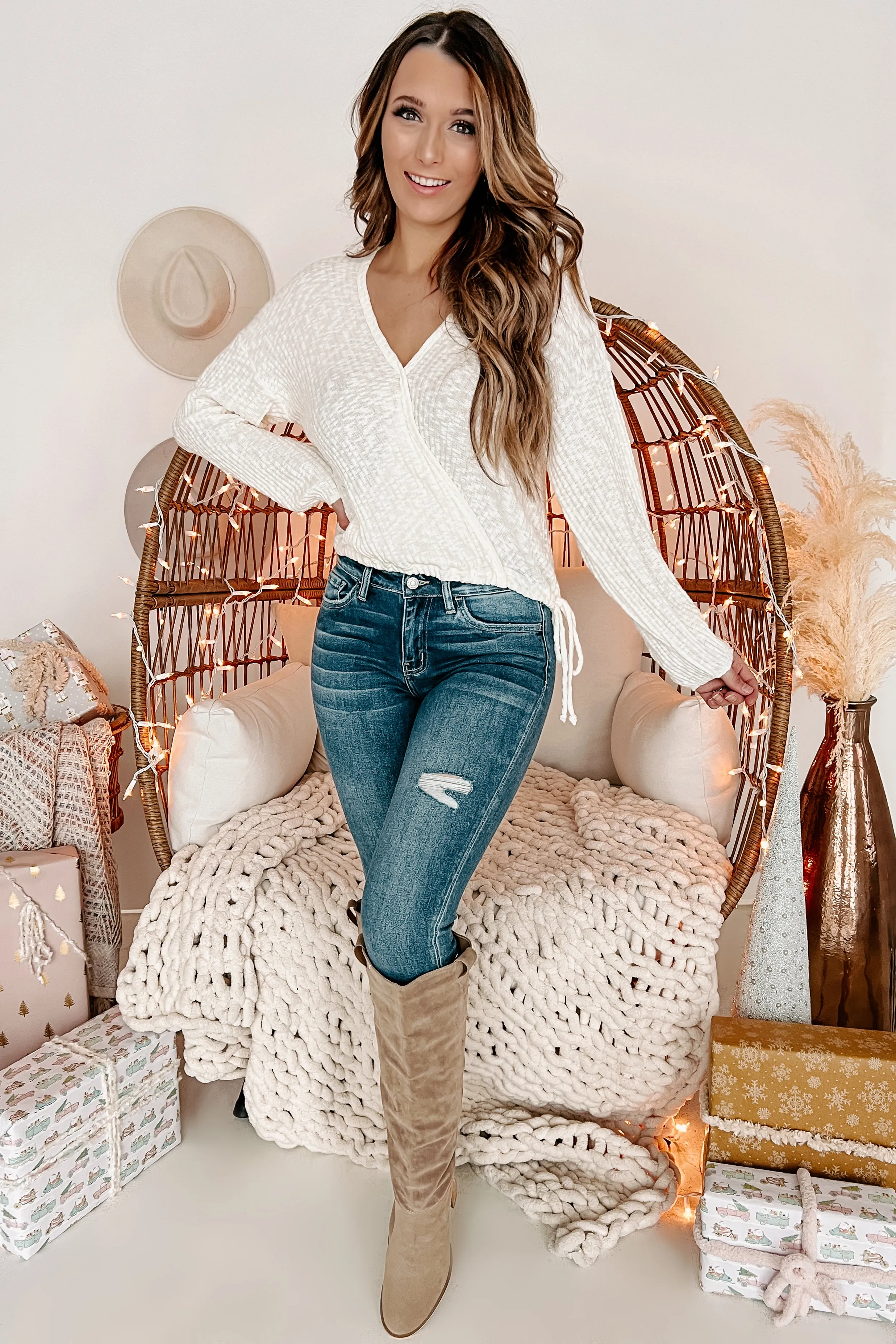 Always Real Ribbed Surplice Top (Ivory)