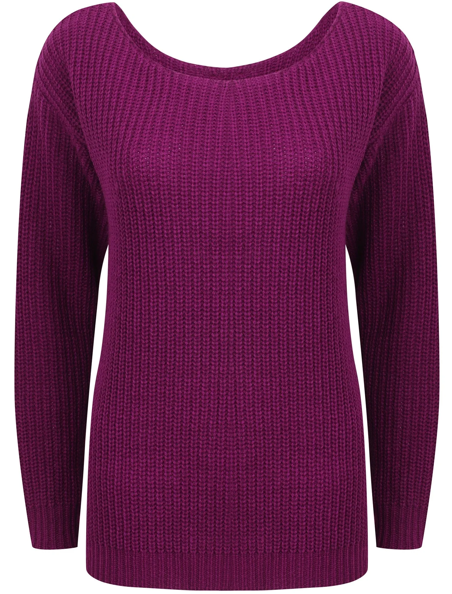 Amelia Off The Shoulder Knitted Jumper in Grape Juice - Tokyo Laundry