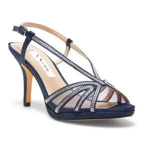 Barbara Heel in Navy Satin