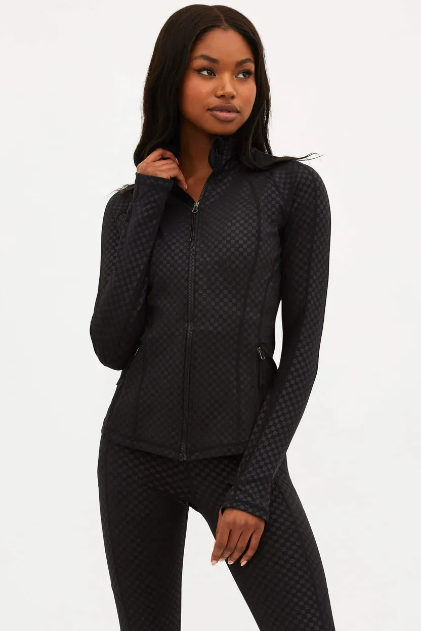 Beach Riot Women's Reina Running Jacket - Black Embossed Check