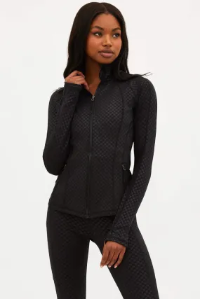 Beach Riot Women's Reina Running Jacket - Black Embossed Check