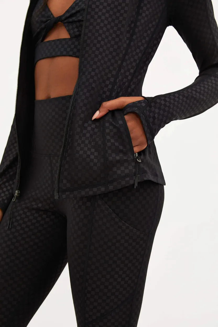 Beach Riot Women's Reina Running Jacket - Black Embossed Check