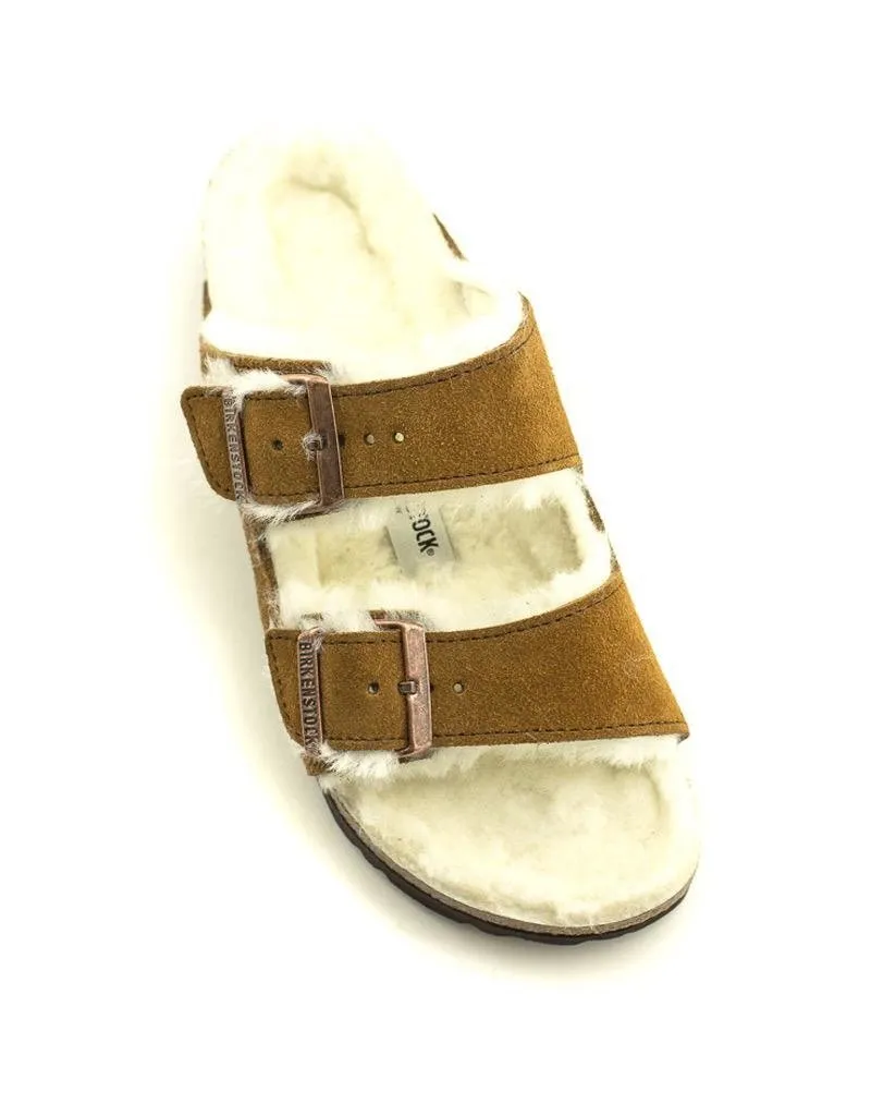 Birkenstock — Arizona Shearling Suede - Mink Narrow Width