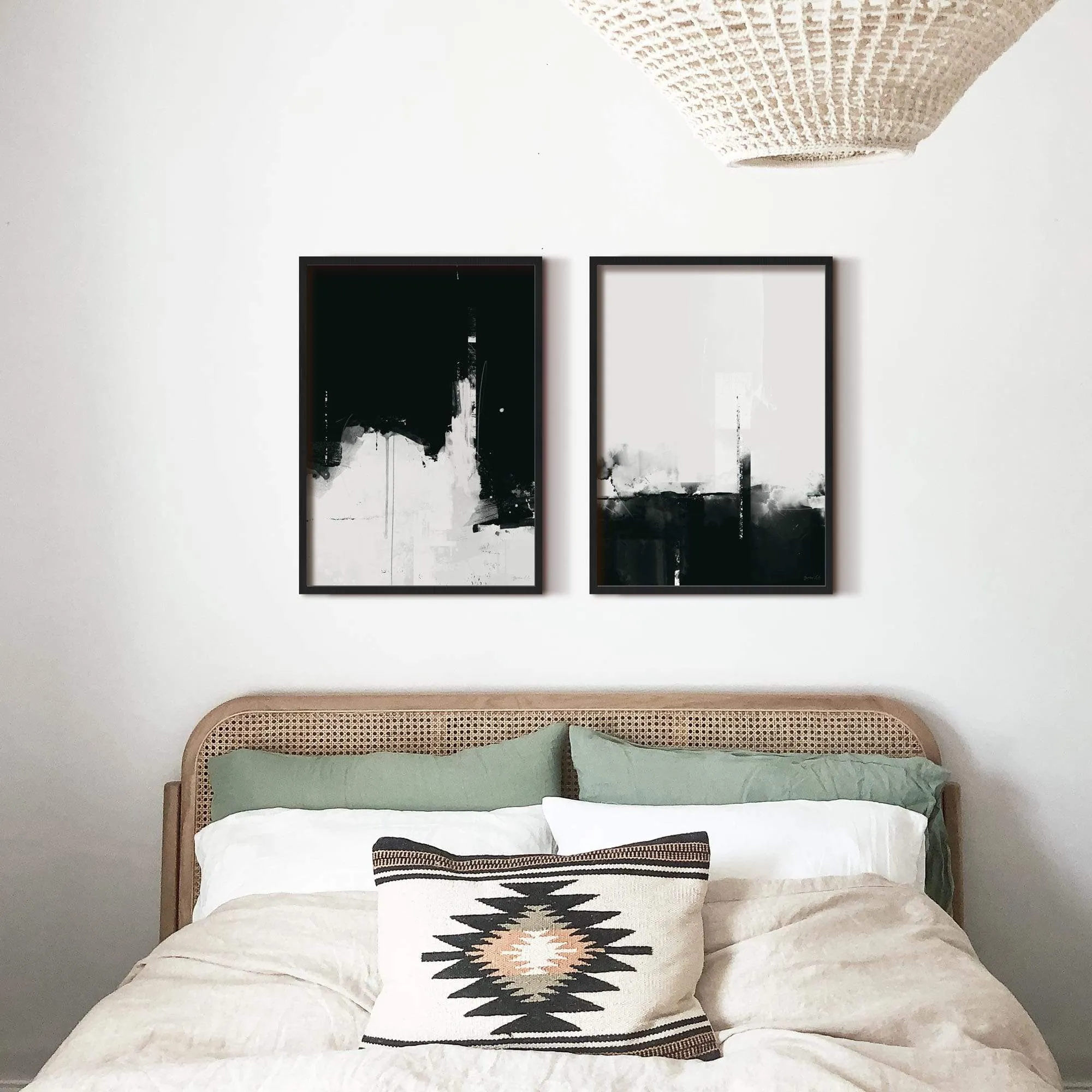 Black & White Minimal Abstract Wall Art Set