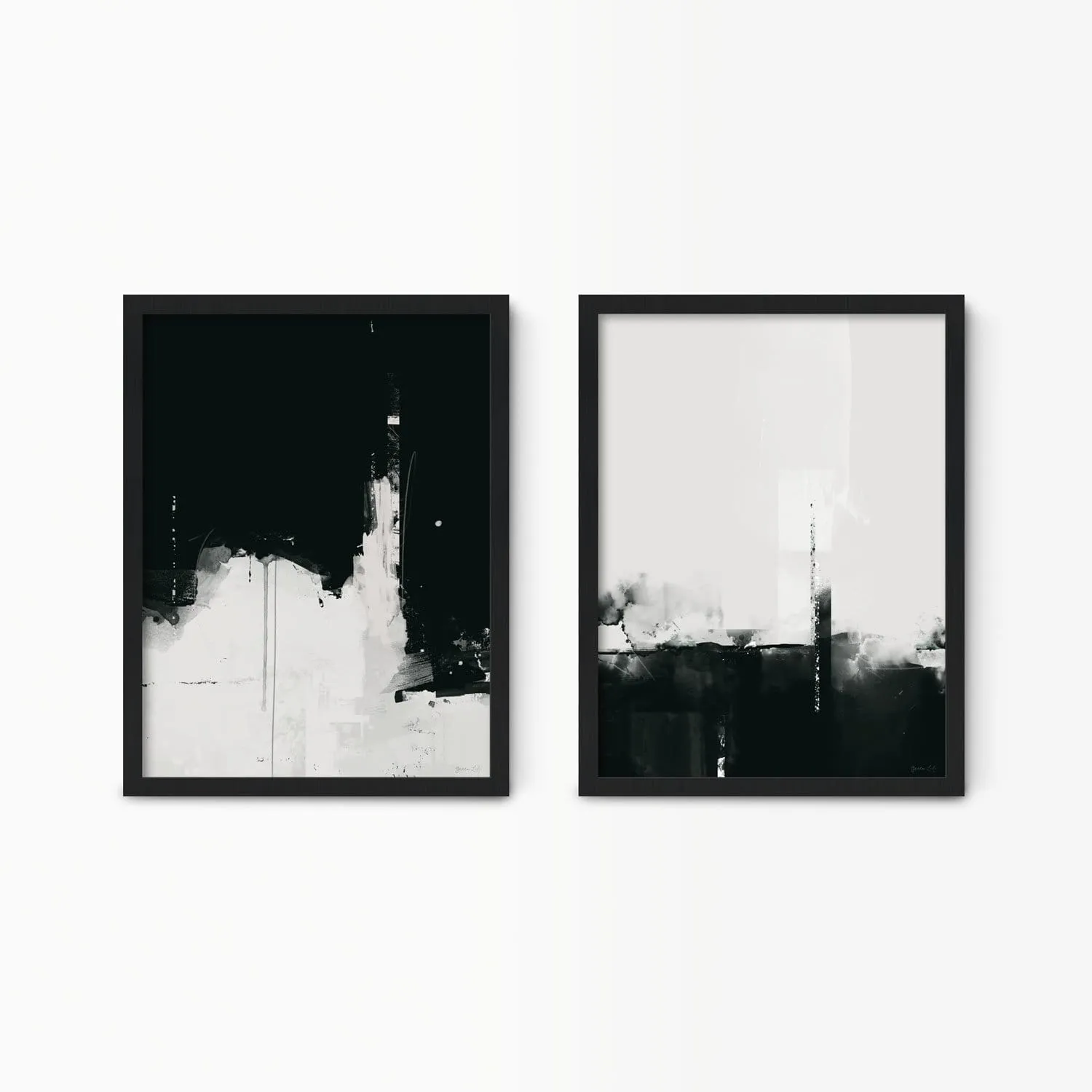 Black & White Minimal Abstract Wall Art Set