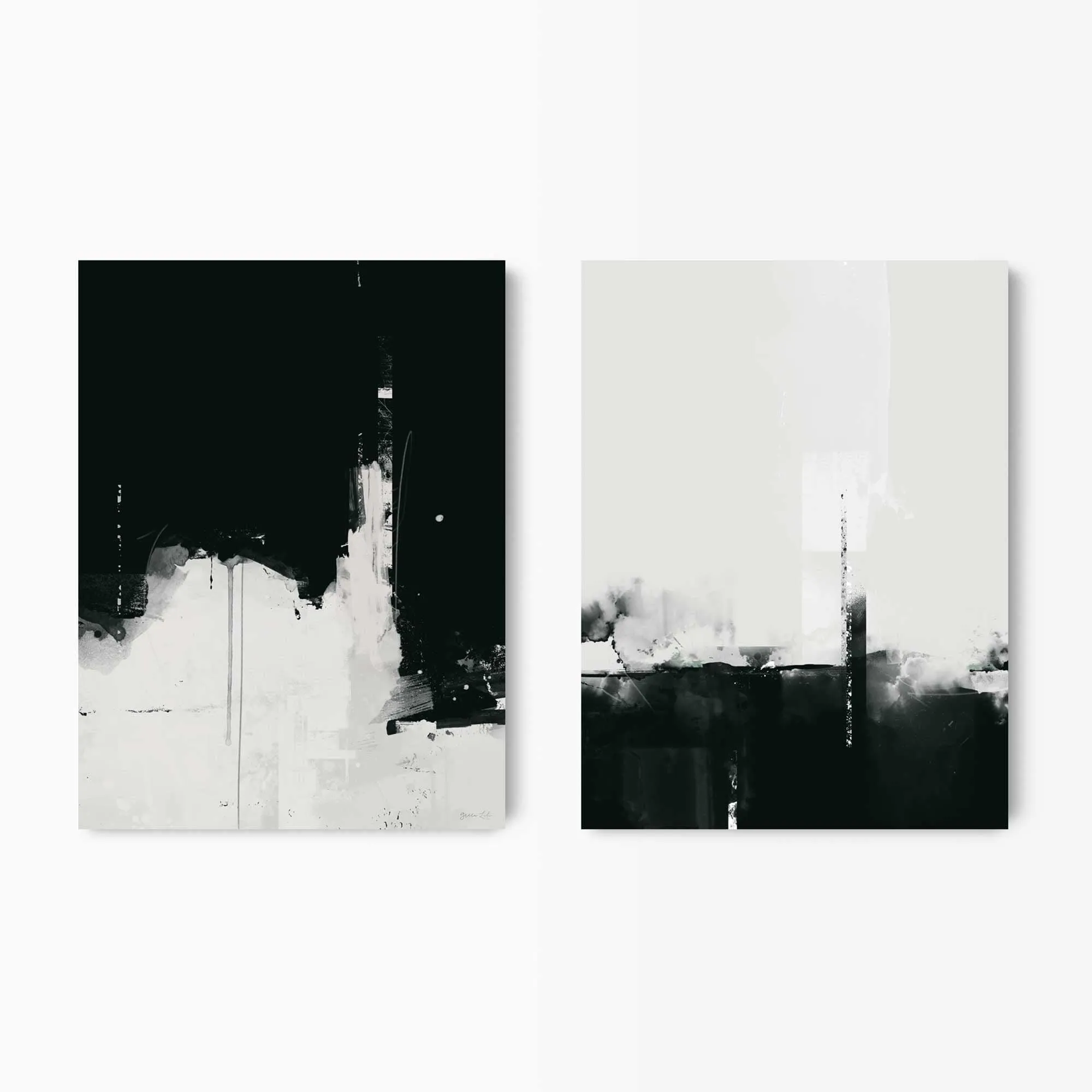 Black & White Minimal Abstract Wall Art Set