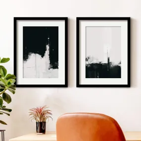 Black & White Minimal Abstract Wall Art Set