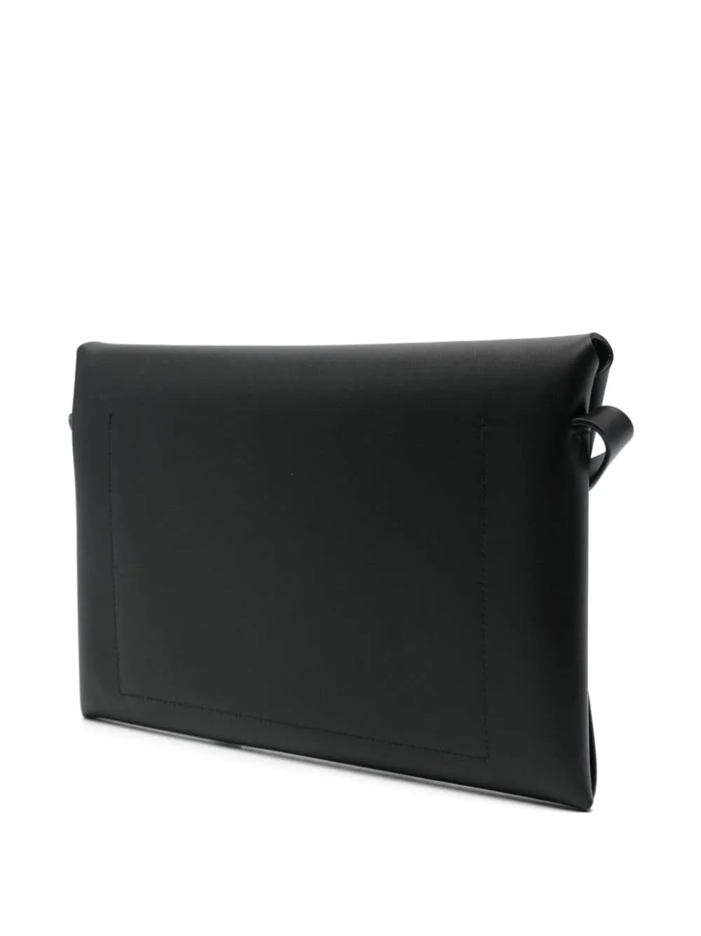 BLACK CALF LEATHER FOLDOVER TOP HANDBAG