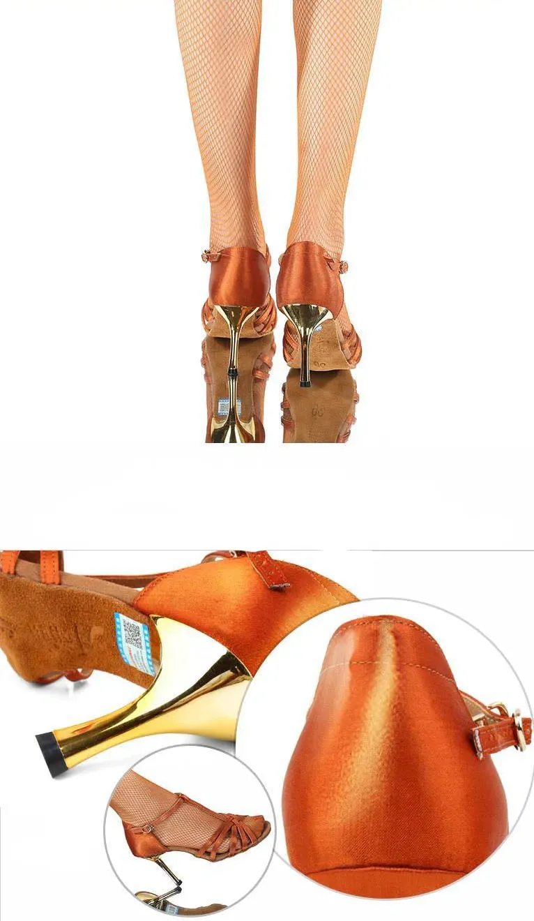 Black Latin Dance Shoes Golden High Heel Sandals for Women Indoor 7.5/8.5 Soft Bottom Practice Performing Party Summer Jazz
