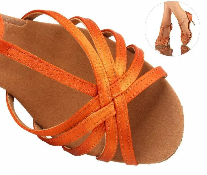 Black Latin Dance Shoes Golden High Heel Sandals for Women Indoor 7.5/8.5 Soft Bottom Practice Performing Party Summer Jazz
