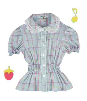 Blouse Happy Tartans Short Sleeve - Blue