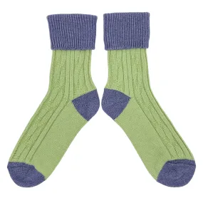 Celery & Lilac Cashmere Blend Slouch Socks