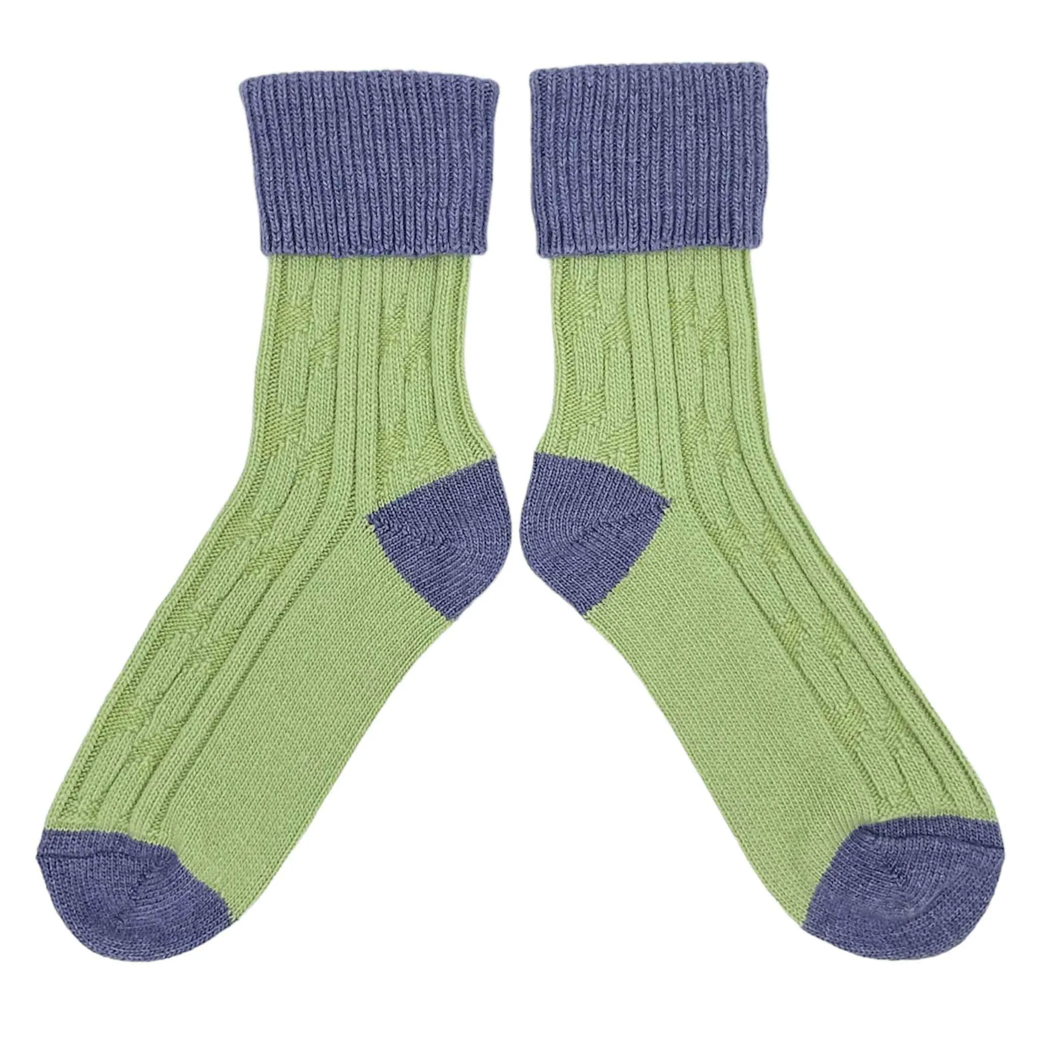 Celery & Lilac Cashmere Blend Slouch Socks
