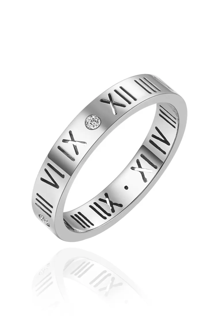 Chantal Roman Numeral Micro-Cubic Zirconia Eternal Band Ring
