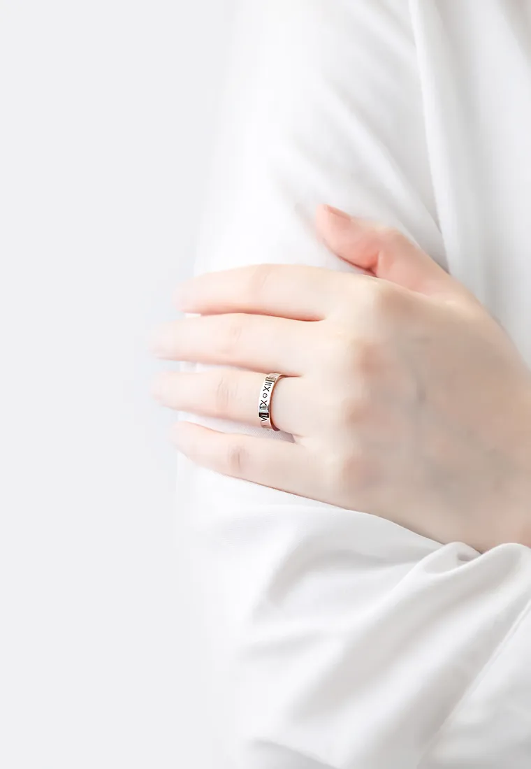 Chantal Roman Numeral Micro-Cubic Zirconia Eternal Band Ring