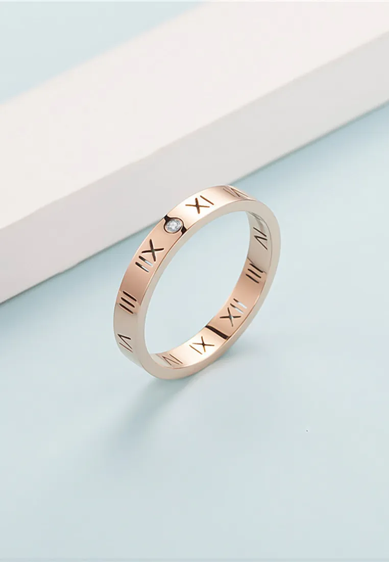 Chantal Roman Numeral Micro-Cubic Zirconia Eternal Band Ring