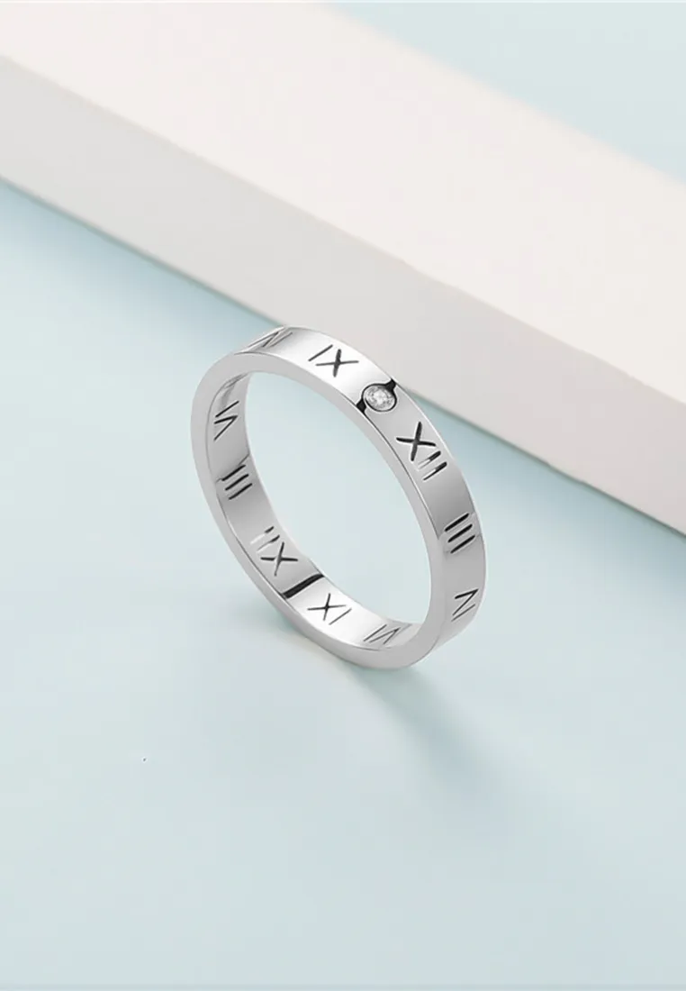 Chantal Roman Numeral Micro-Cubic Zirconia Eternal Band Ring