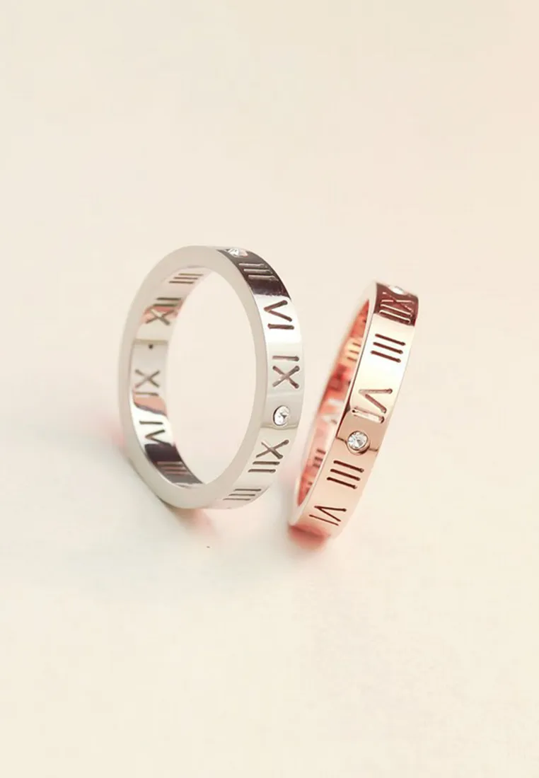 Chantal Roman Numeral Micro-Cubic Zirconia Eternal Band Ring