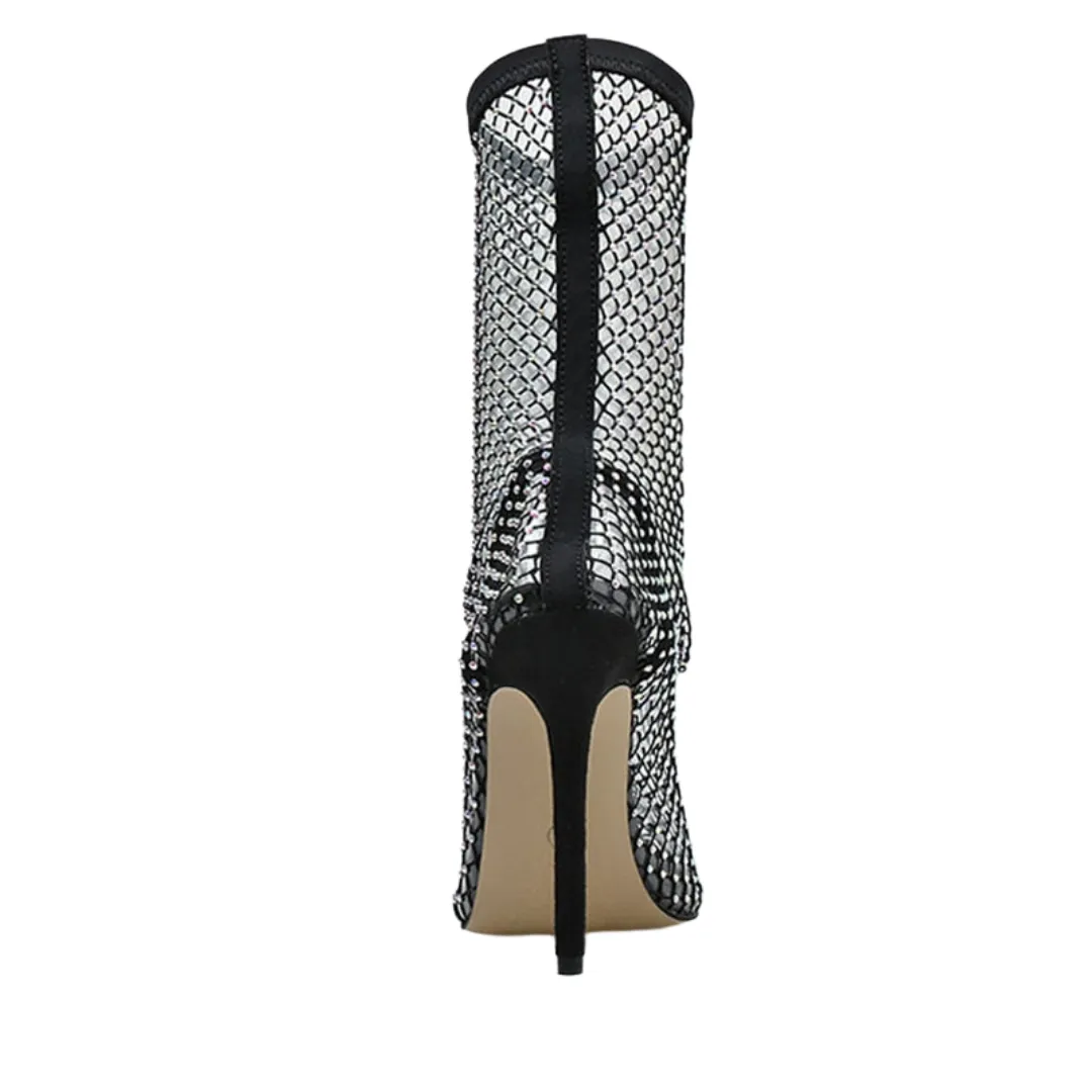 Crystal Rhinestone Mesh Soxk Boots