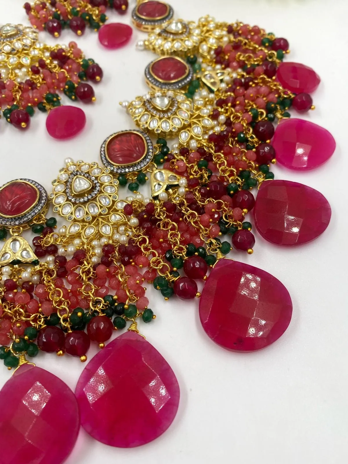 Designer Handcrafted Pink Bridal Necklace Set For Wedding By Gehna Shop