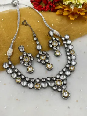 Designer Victorian Polki Oxidized Kundan Necklace For Women Set By Gehna Shop