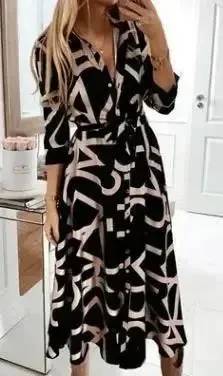 Dresses for Women 2024 Long Sleeve Prom Elegantes Spring Autumn Party Evening Dress Fashion Print Clothing Vestidos Para Mujer