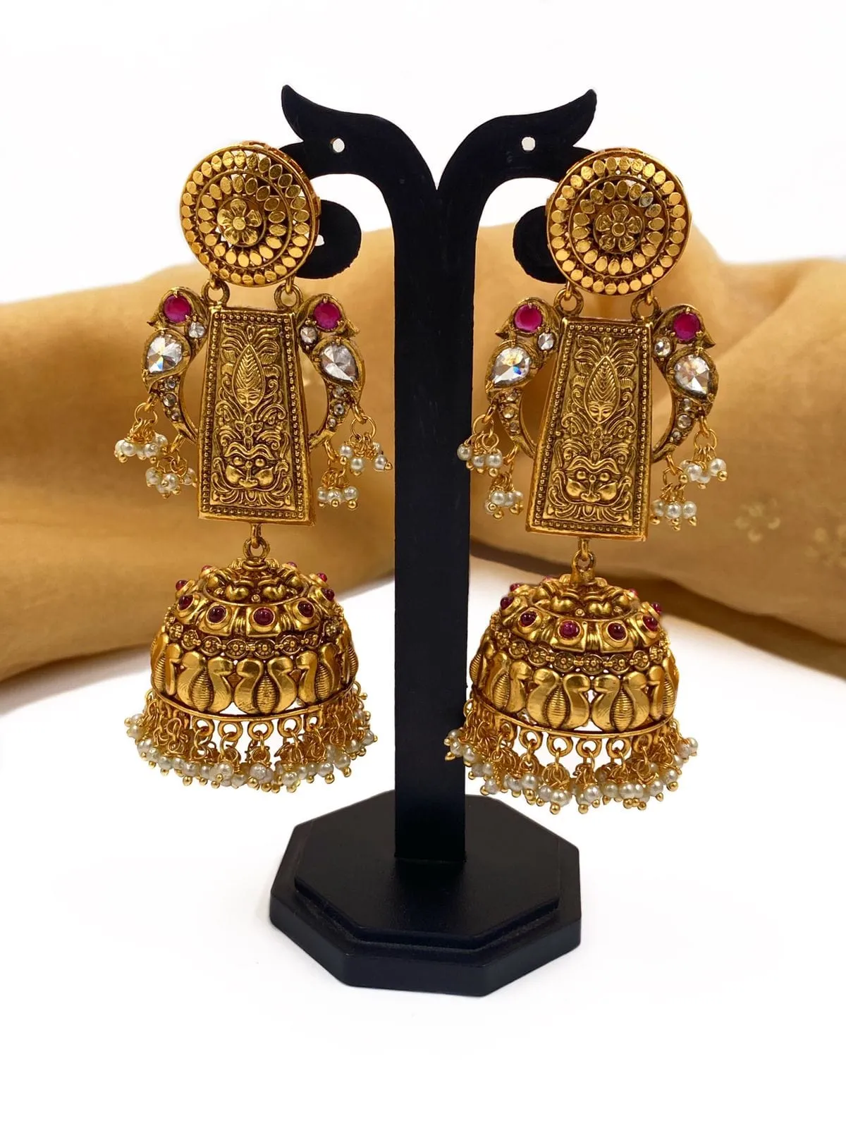 Exclusive Lightweight Antique Long Golden Jhumka For Ladies By Gehna Shop