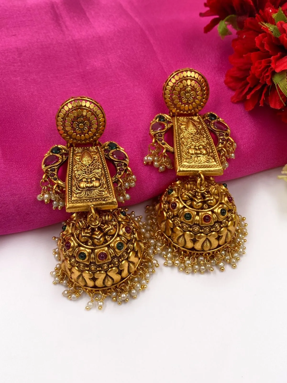 Exclusive Lightweight Antique Long Golden Jhumka For Ladies By Gehna Shop