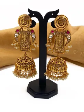 Exclusive Lightweight Antique Long Golden Jhumka For Ladies By Gehna Shop