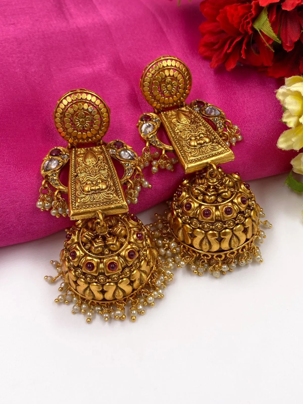 Exclusive Lightweight Antique Long Golden Jhumka For Ladies By Gehna Shop