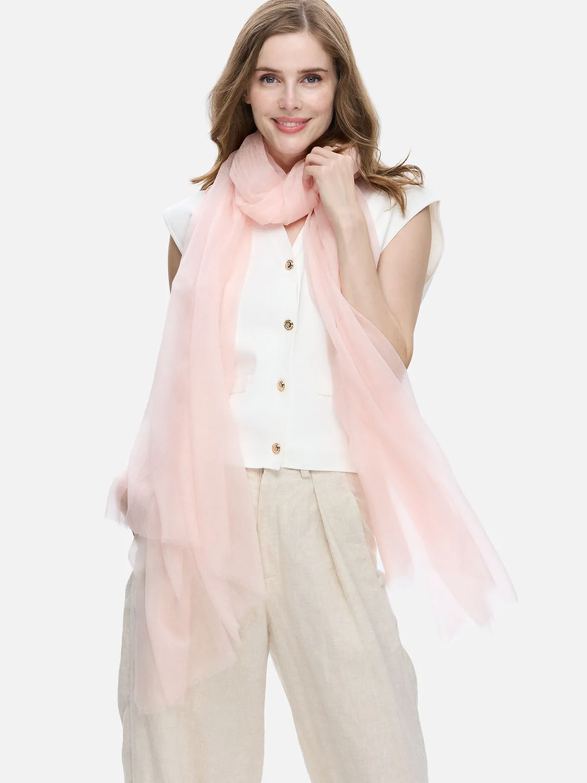 Featherlight Light Pink Cashmere Scarf