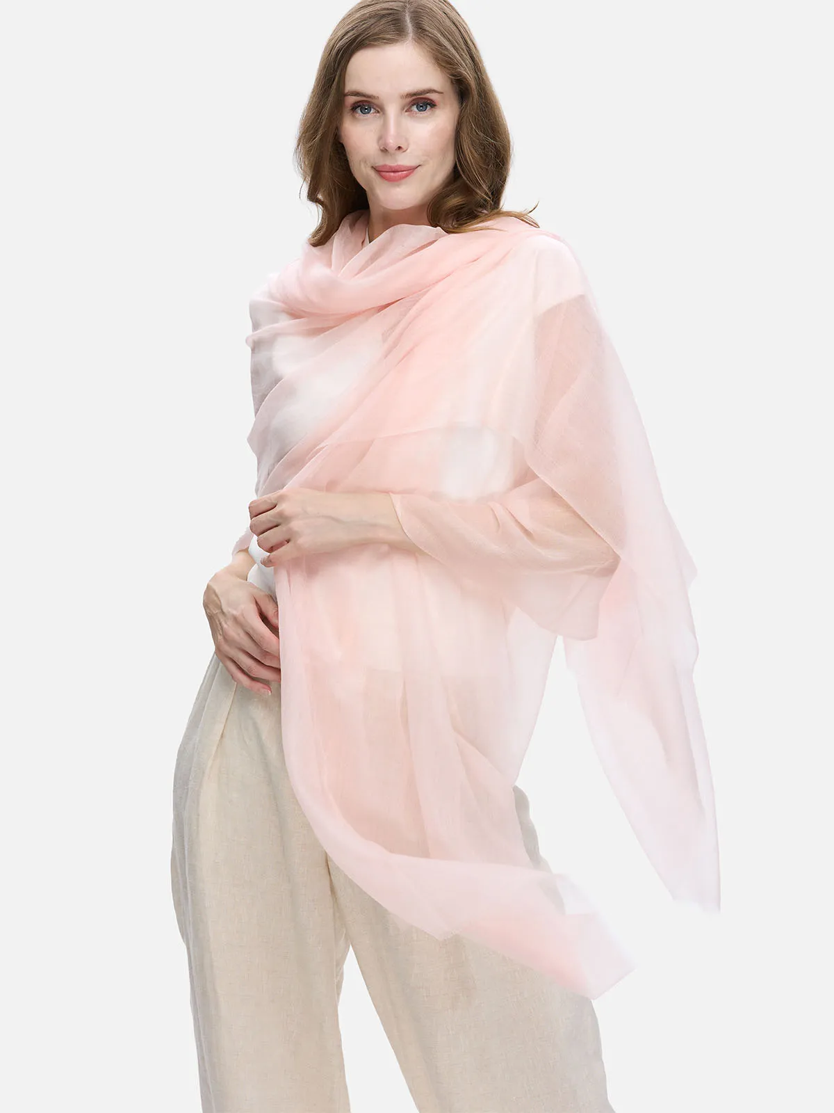 Featherlight Light Pink Cashmere Scarf