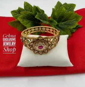 Gold Plated Antique Designer Kundan Bracelet For Women