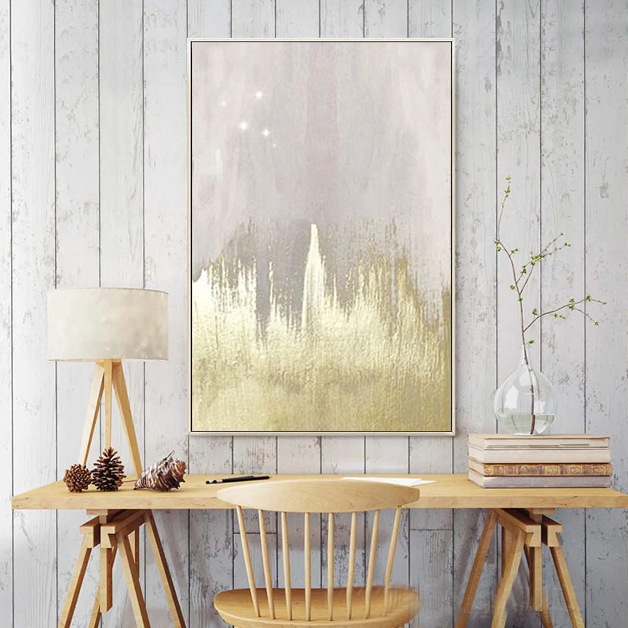 Gray Gold Abstract Painting on Canvas Minimalist Painting Op086