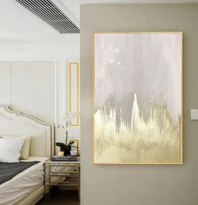 Gray Gold Abstract Painting on Canvas Minimalist Painting Op086