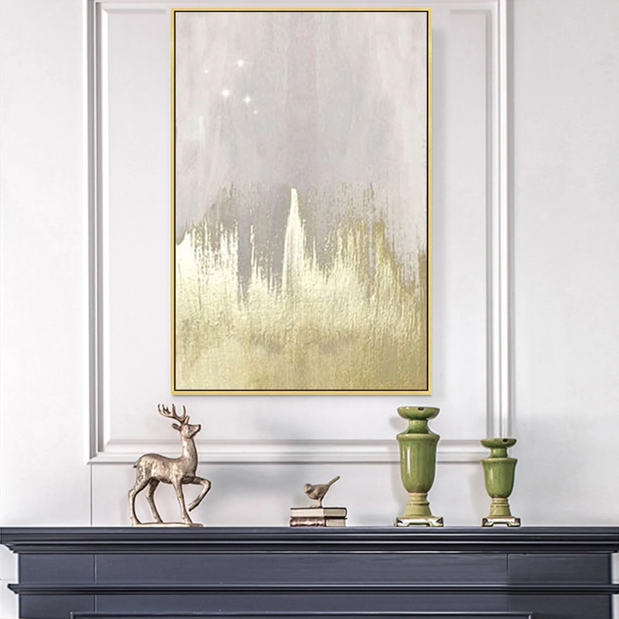 Gray Gold Abstract Painting on Canvas Minimalist Painting Op086