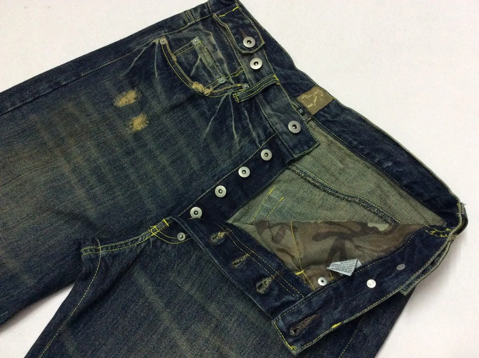 Green Cotton Five Pocket Denim Jean Vintage Blue