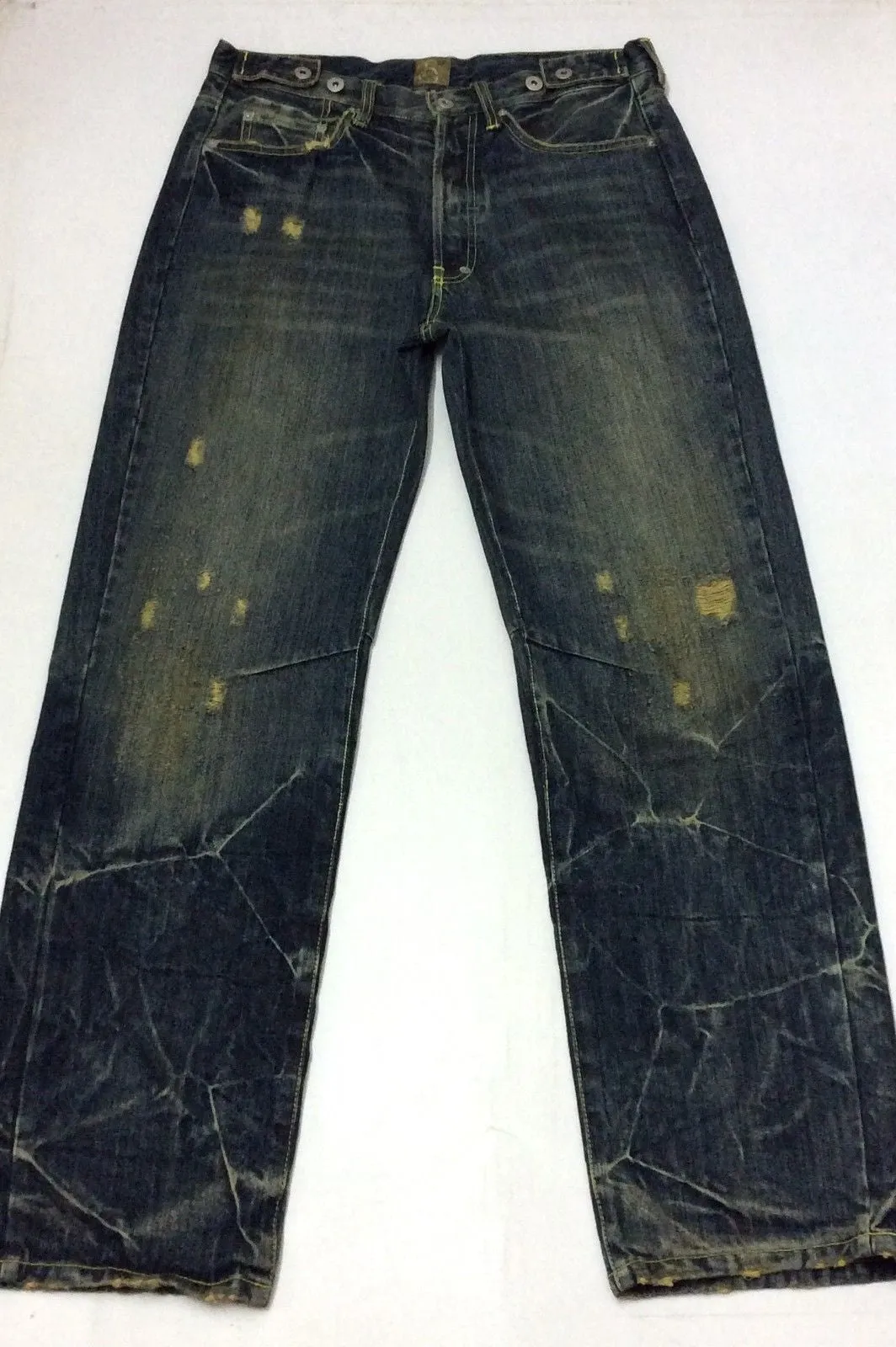 Green Cotton Five Pocket Denim Jean Vintage Blue