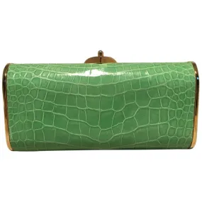Judith Leiber Vintage Mini Green Alligator Clutch Minaudiere