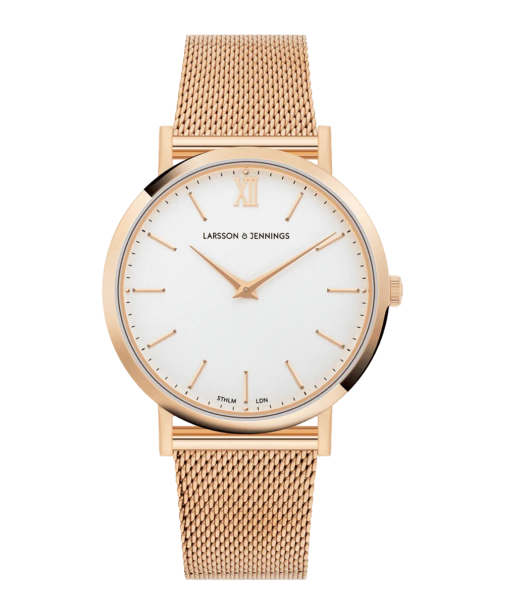 Lugano Milanese 40mm Rose Gold Satin-White