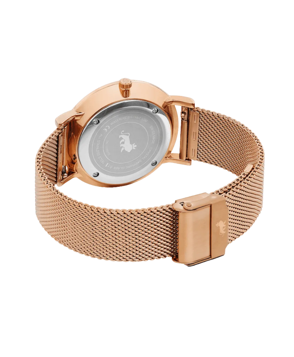 Lugano Milanese 40mm Rose Gold Satin-White