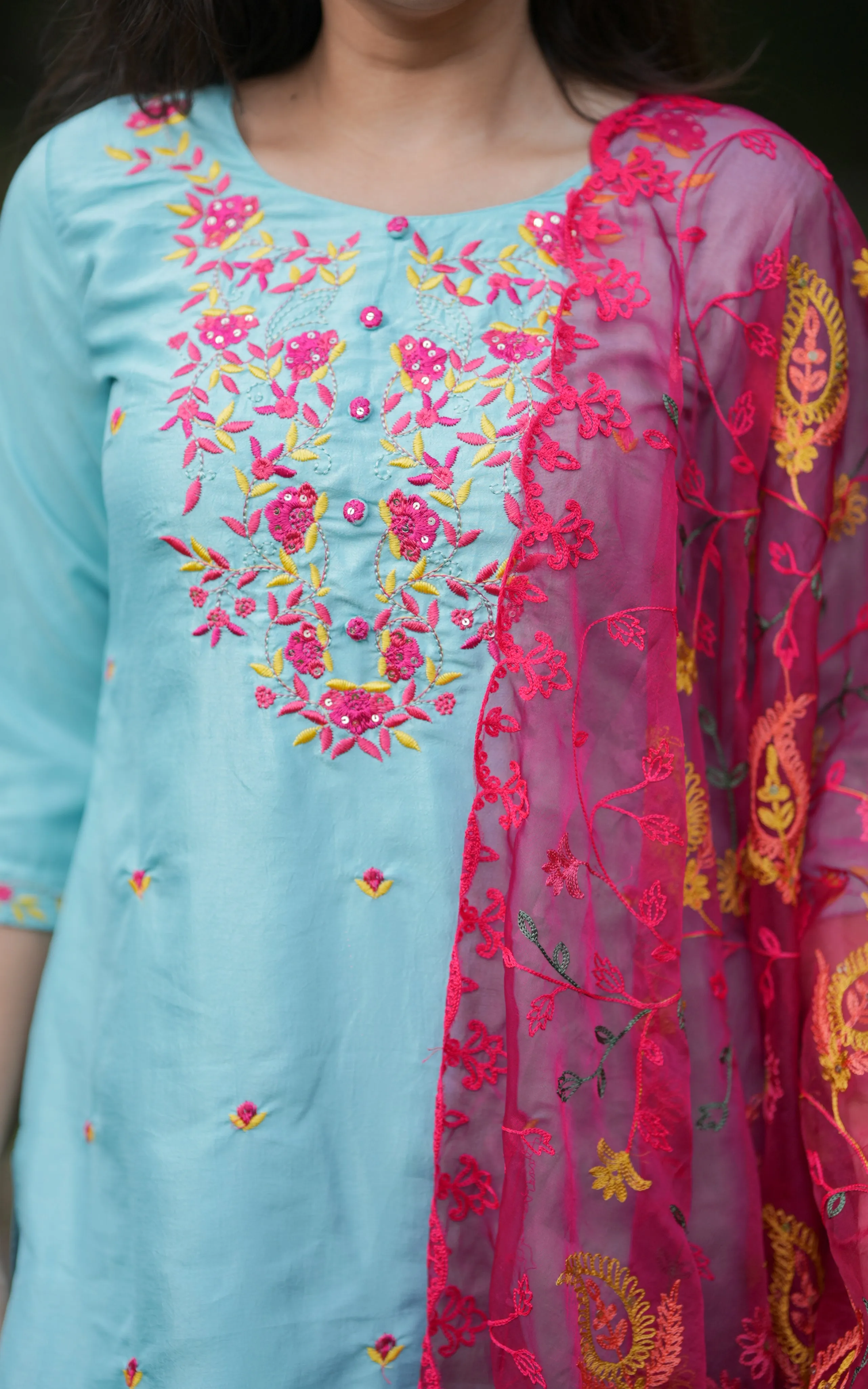 Madhavi Sky Blue (Kurti Dupatta)