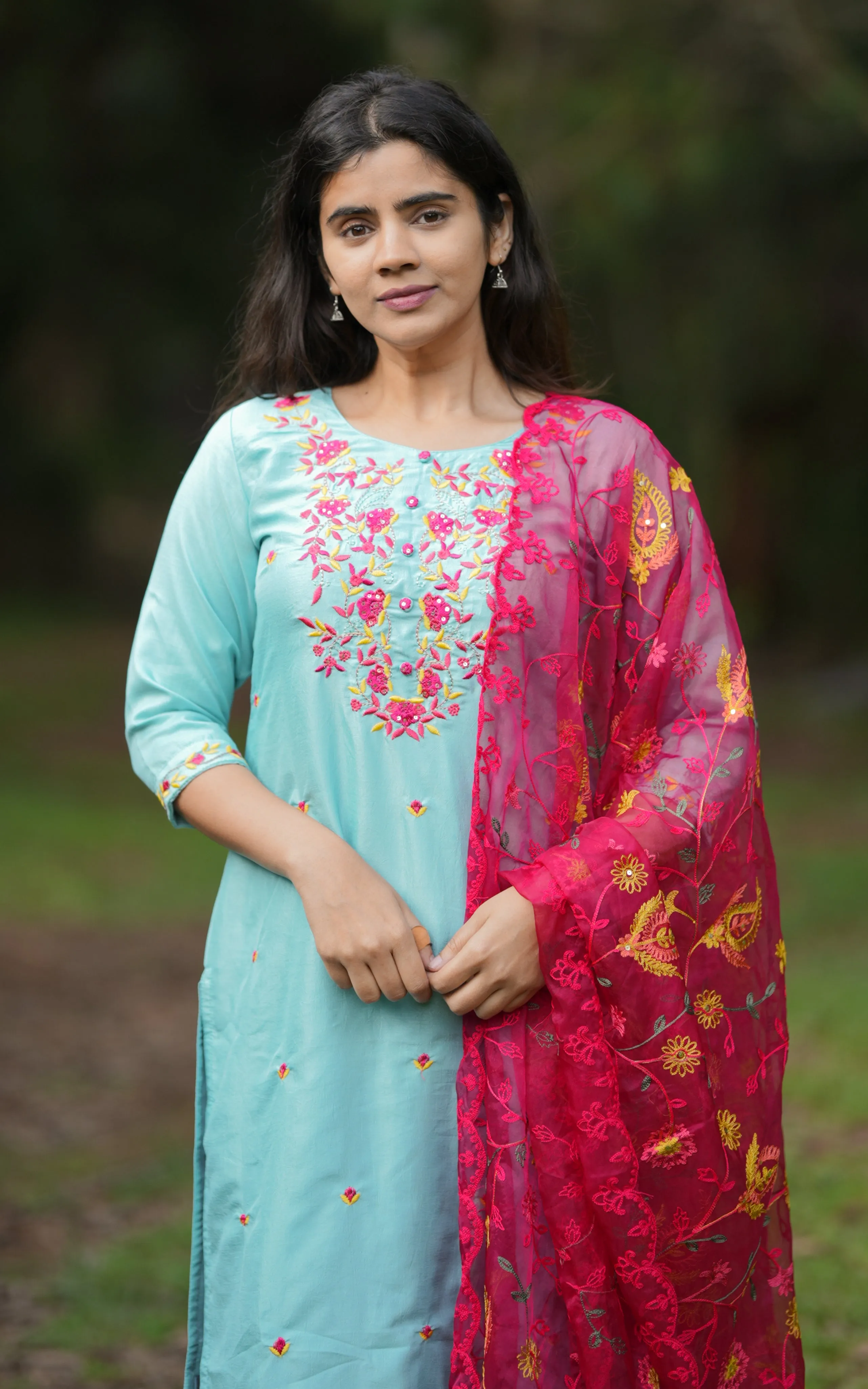 Madhavi Sky Blue (Kurti Dupatta)