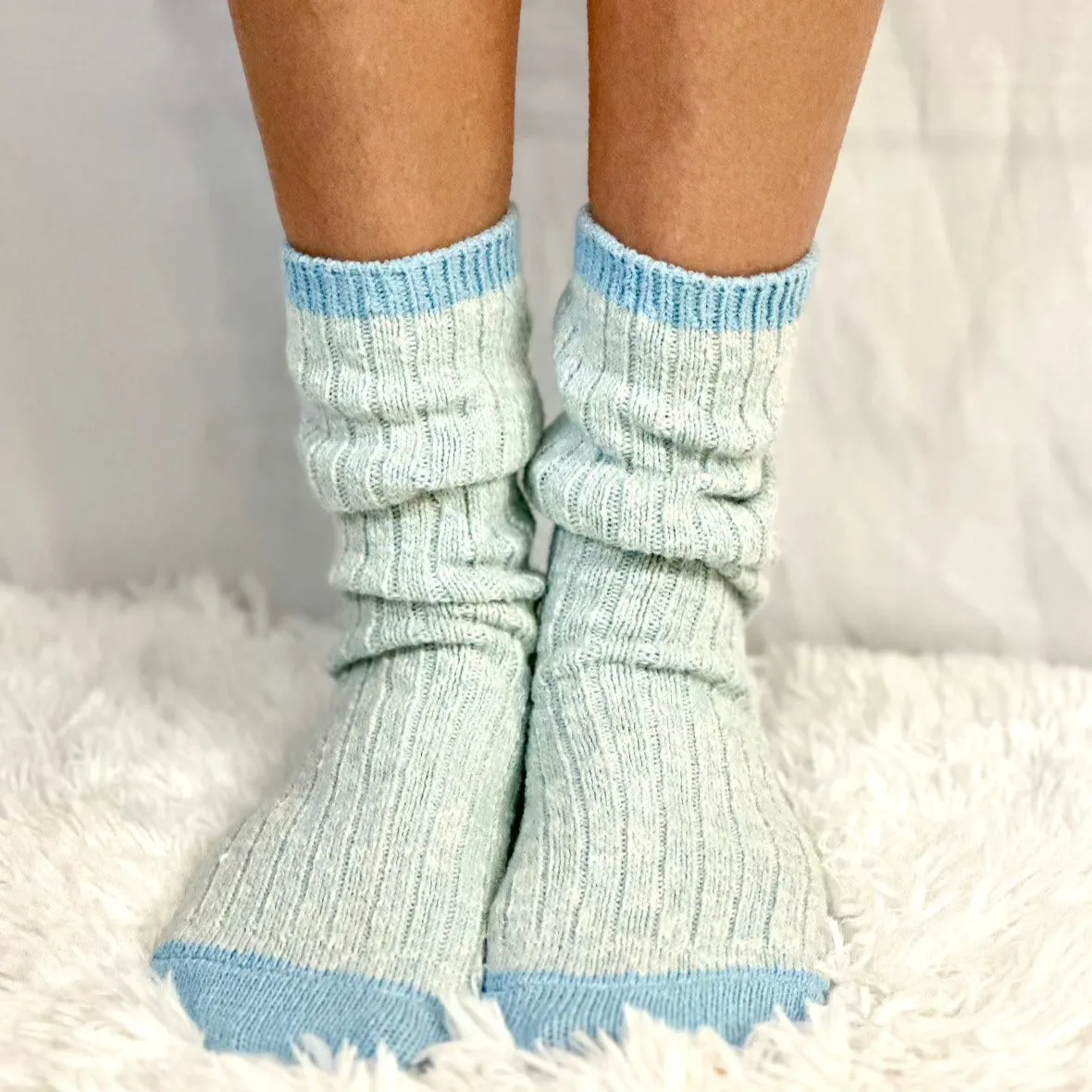 MARLED cotton short boot socks - Carolina blue