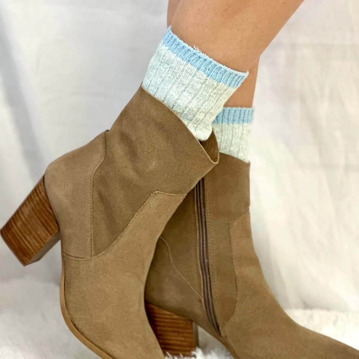 MARLED cotton short boot socks - Carolina blue
