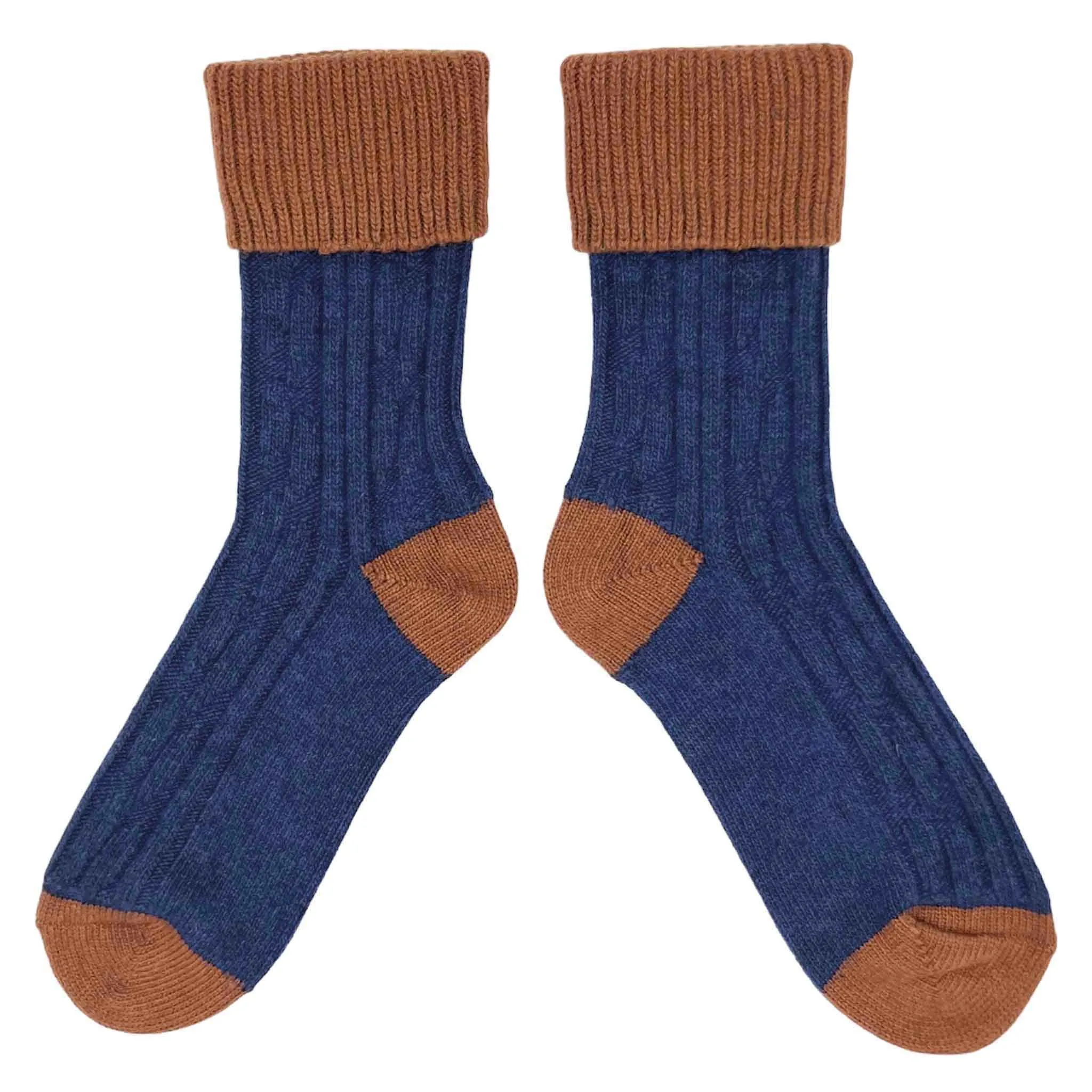 Navy & Copper Cashmere Blend  Slouch Socks
